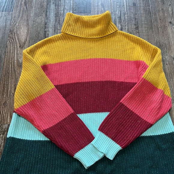 Farm Rio x Anthropologie Boldly Striped Sparkle Sweater Dress Women’s Size Small - Picture 4 of 7